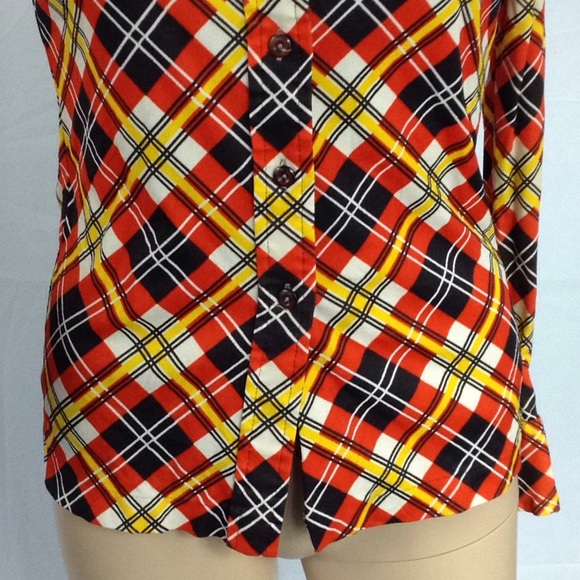 $FIRM 970 Orange brown Plaid Button Down Shirt M - Picture 4 of 8